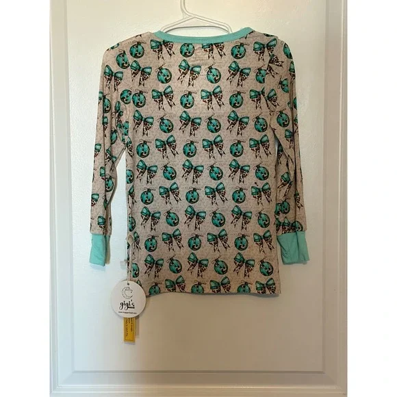 Gigi's Closet Toddler Girls 3T Pajamas Long Sleeve Pants Set Ornaments Bows - Picture 6 of 7